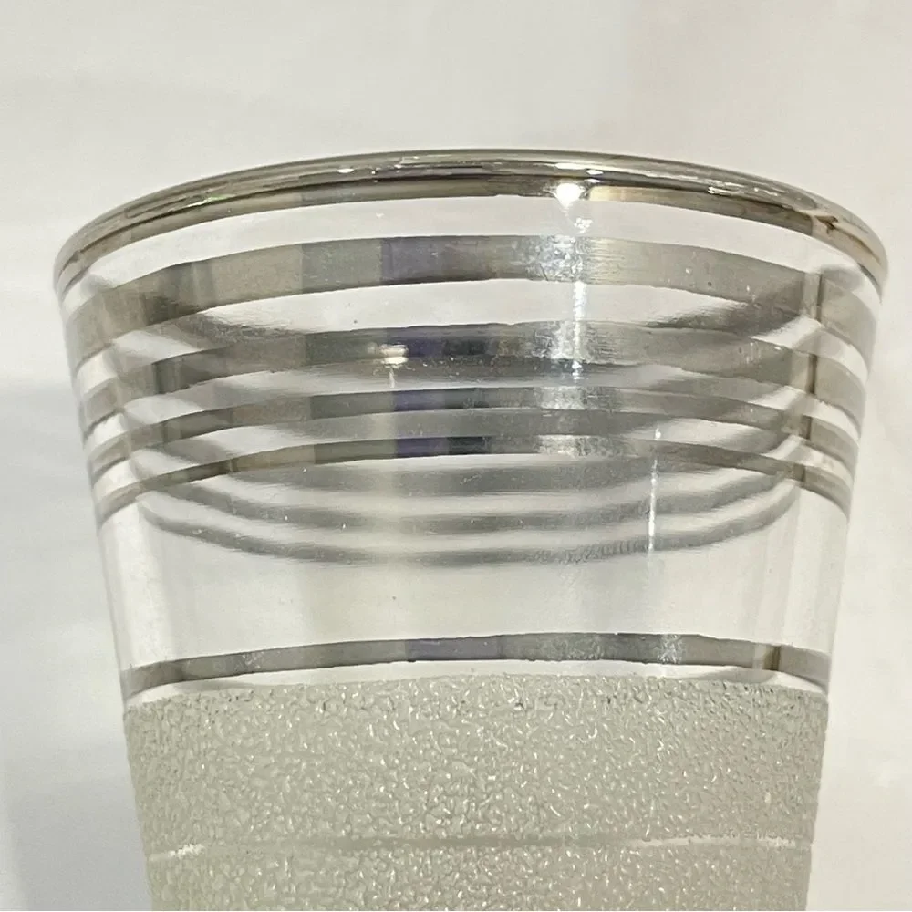 West Virginia Glass Frost Nip Platinum Cocktail Cordial Glasses Vintage Set of 2